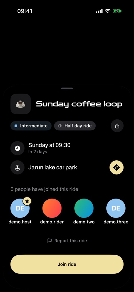A group ride: Sunday coffee loop, Intermediate, half day, meeting at Jarun lake car park